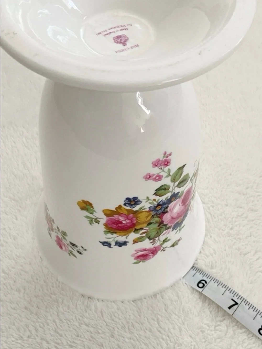 Victoria’s Secret Fine China Vase Made England Floral Chintz Gold Trim 8”